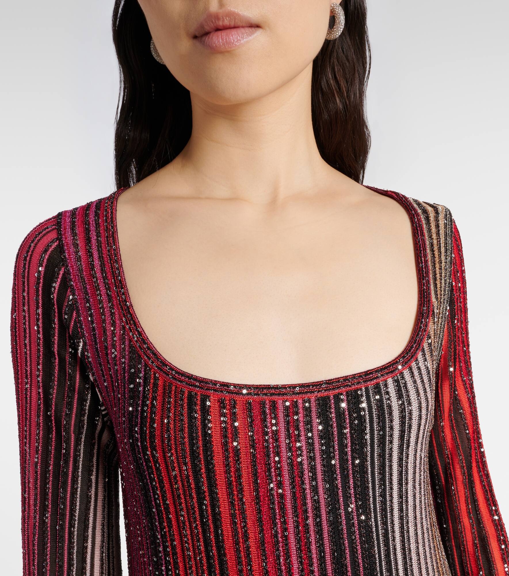 Striped plissé lamé maxi dress - 4