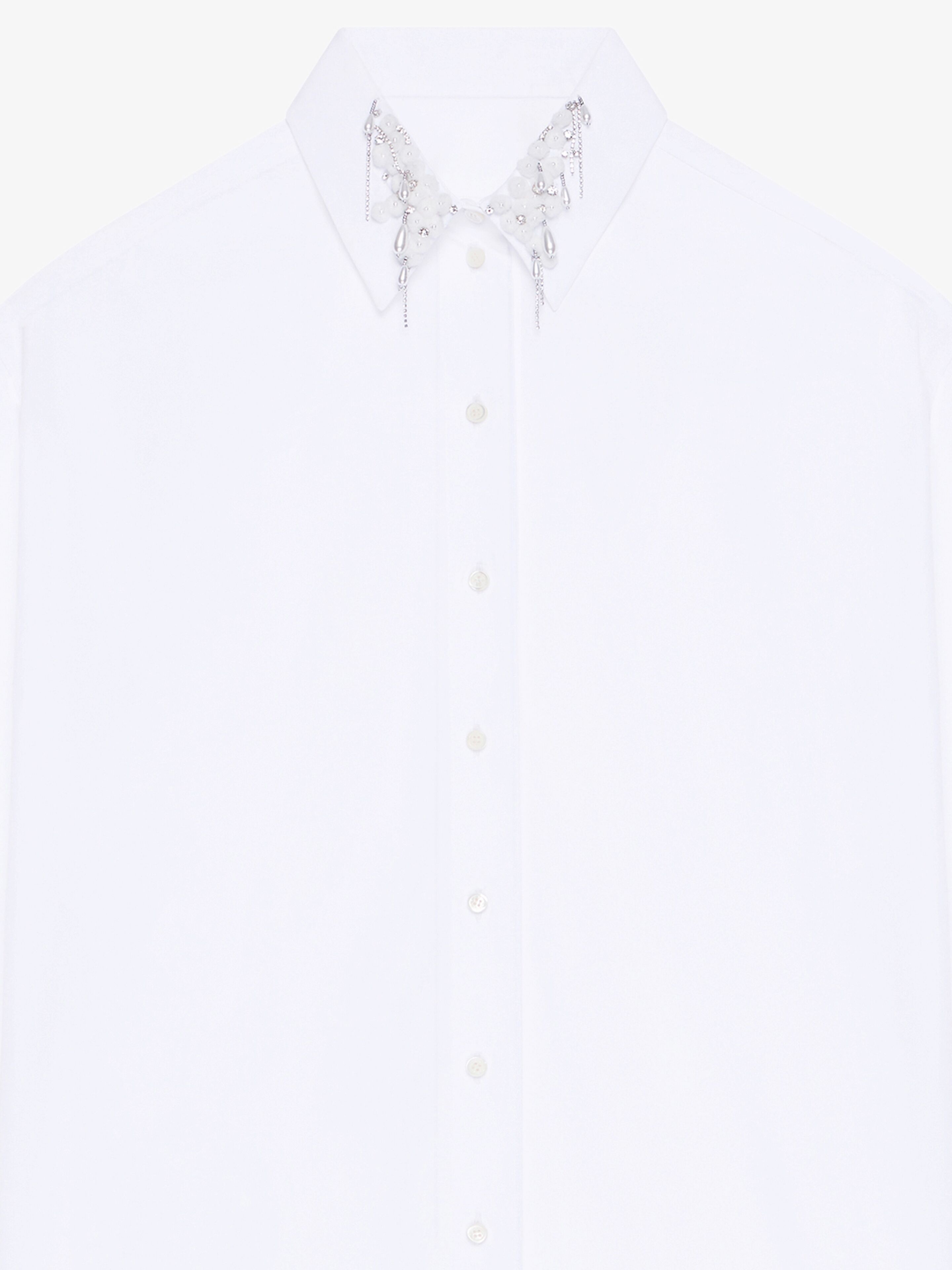 OVERSIZED SHIRT IN COTTON WITH CRYSTALS AND PEARLS - 4
