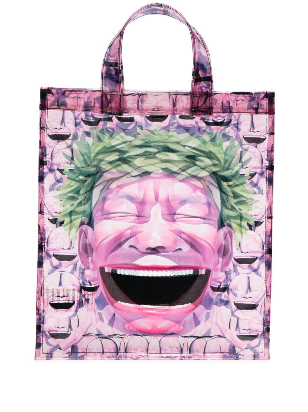 graphic-print transparent tote bag - 1