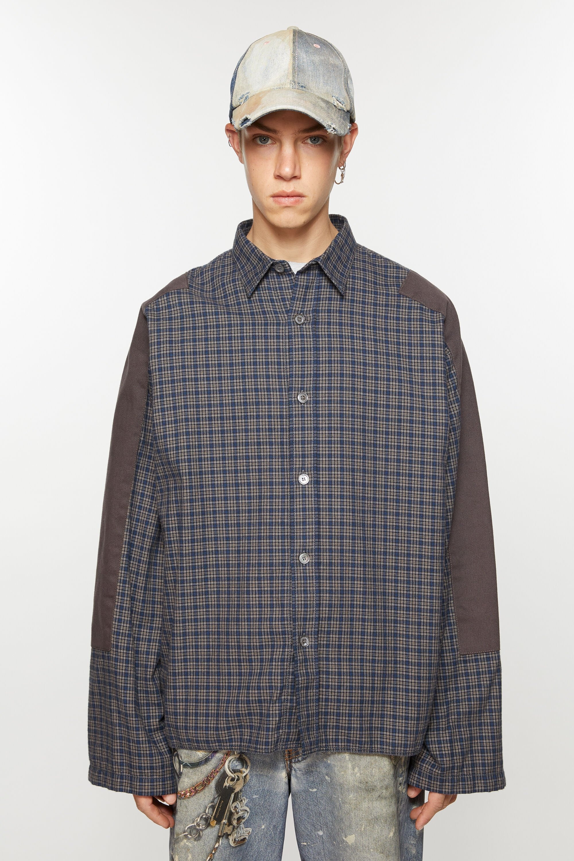 Check button-up shirt - Black/Navy - 2