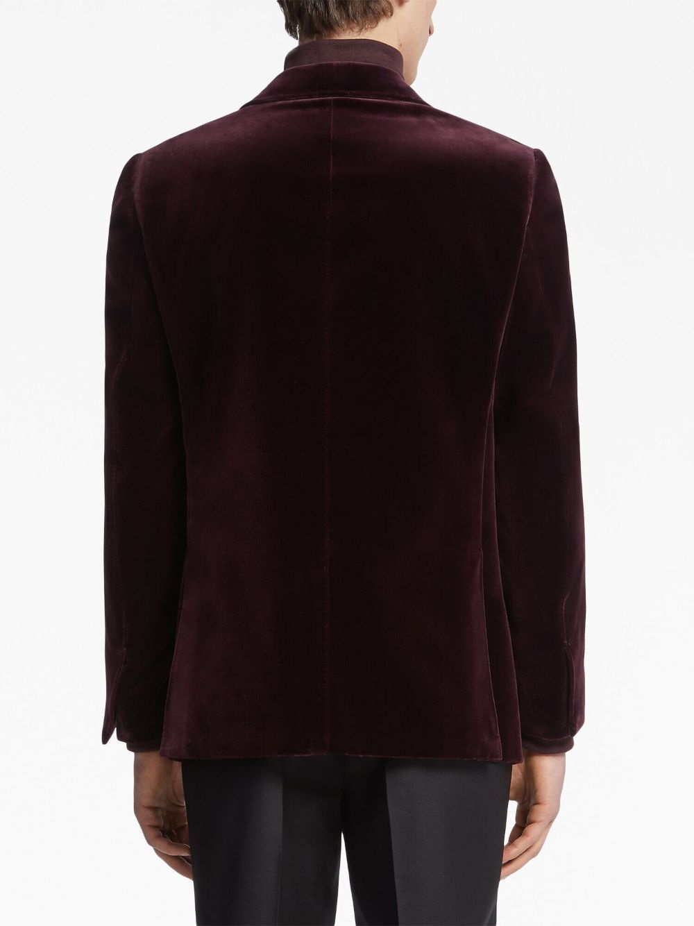 single-breasted velour blazer - 4