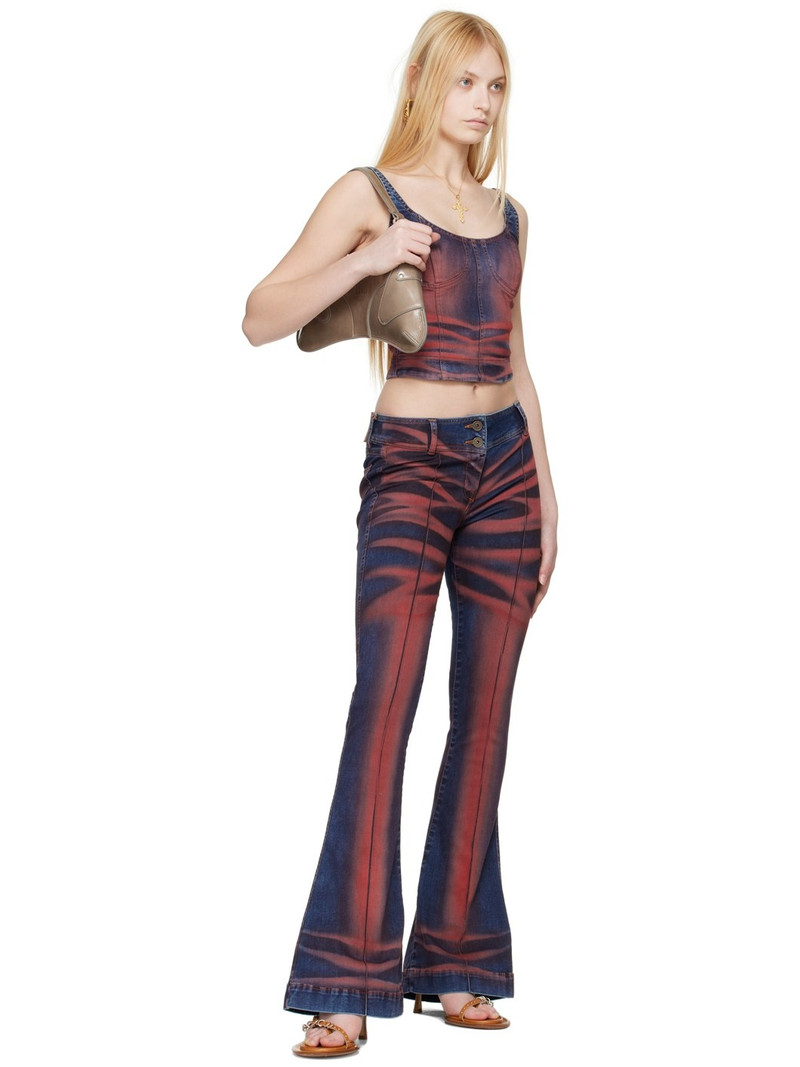 KNWLS Red & Navy Harley Denim Tank Top outlook