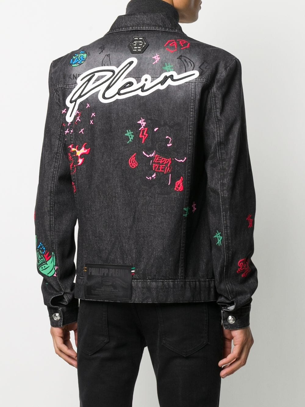 graffiti print jean jacket - 4