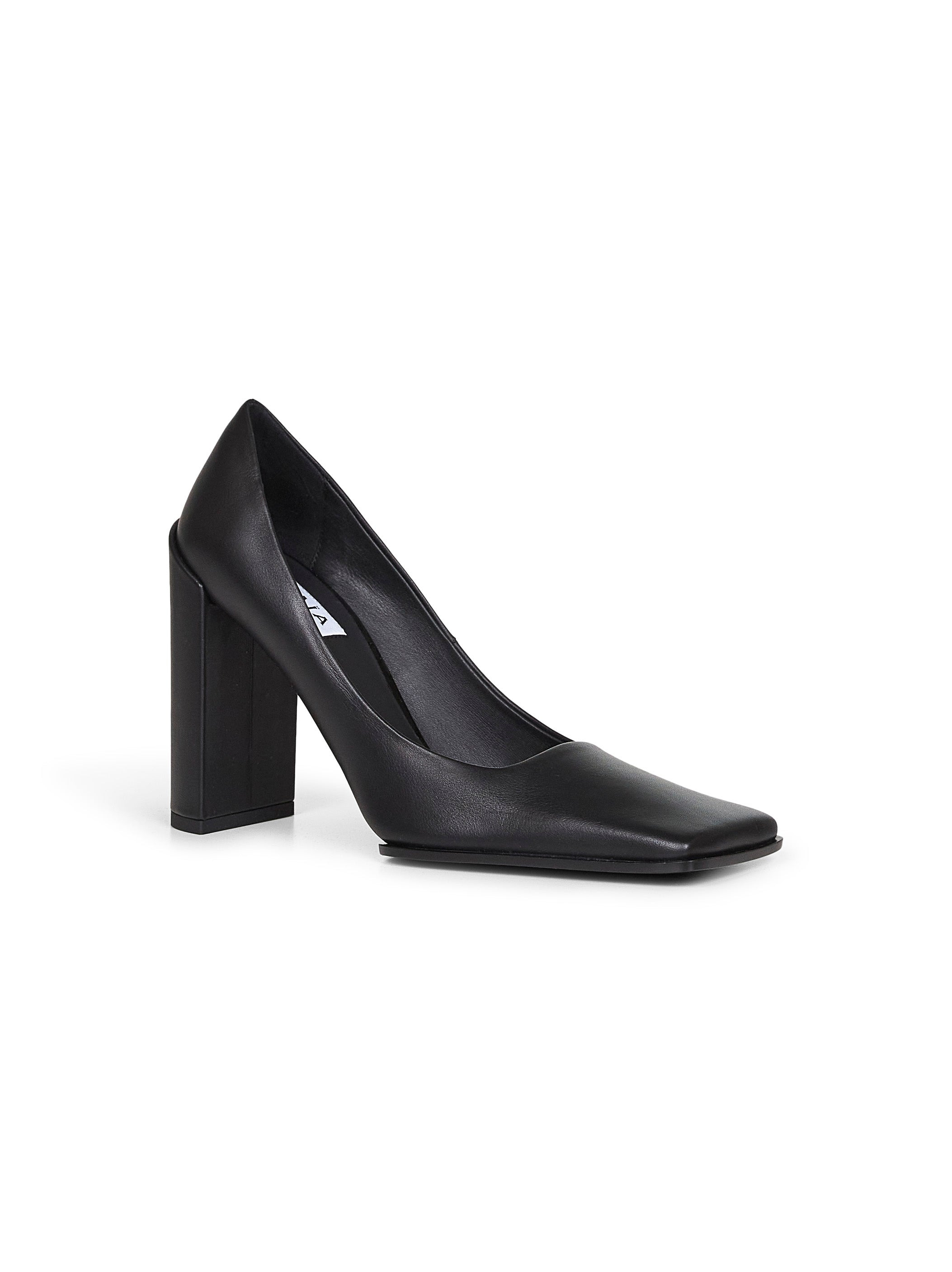 Black leather Square pumps - 2