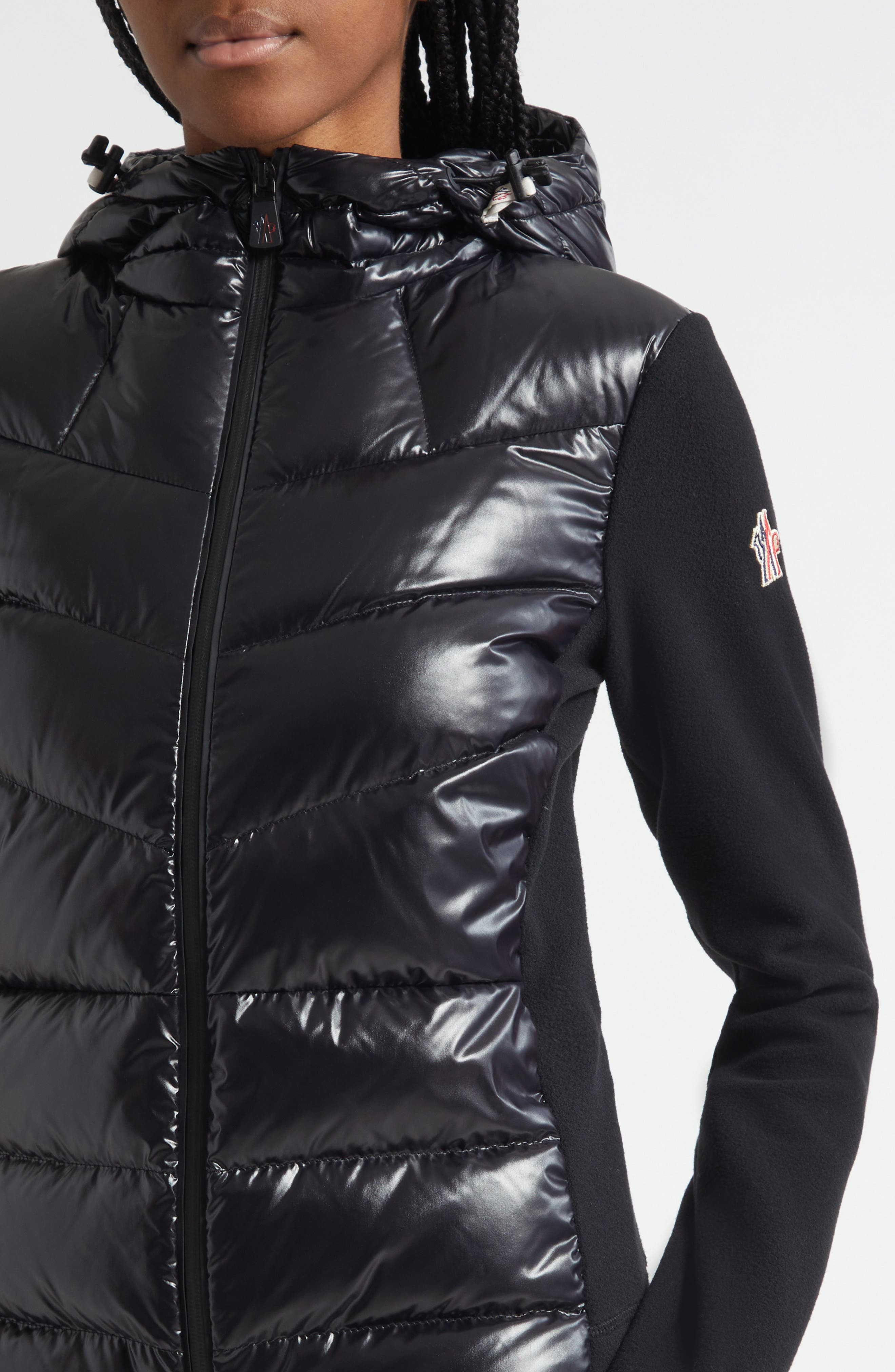 Moncler Grenoble Fleece & Quilted Down Hooded Jacket in Black at Nordstrom - 4