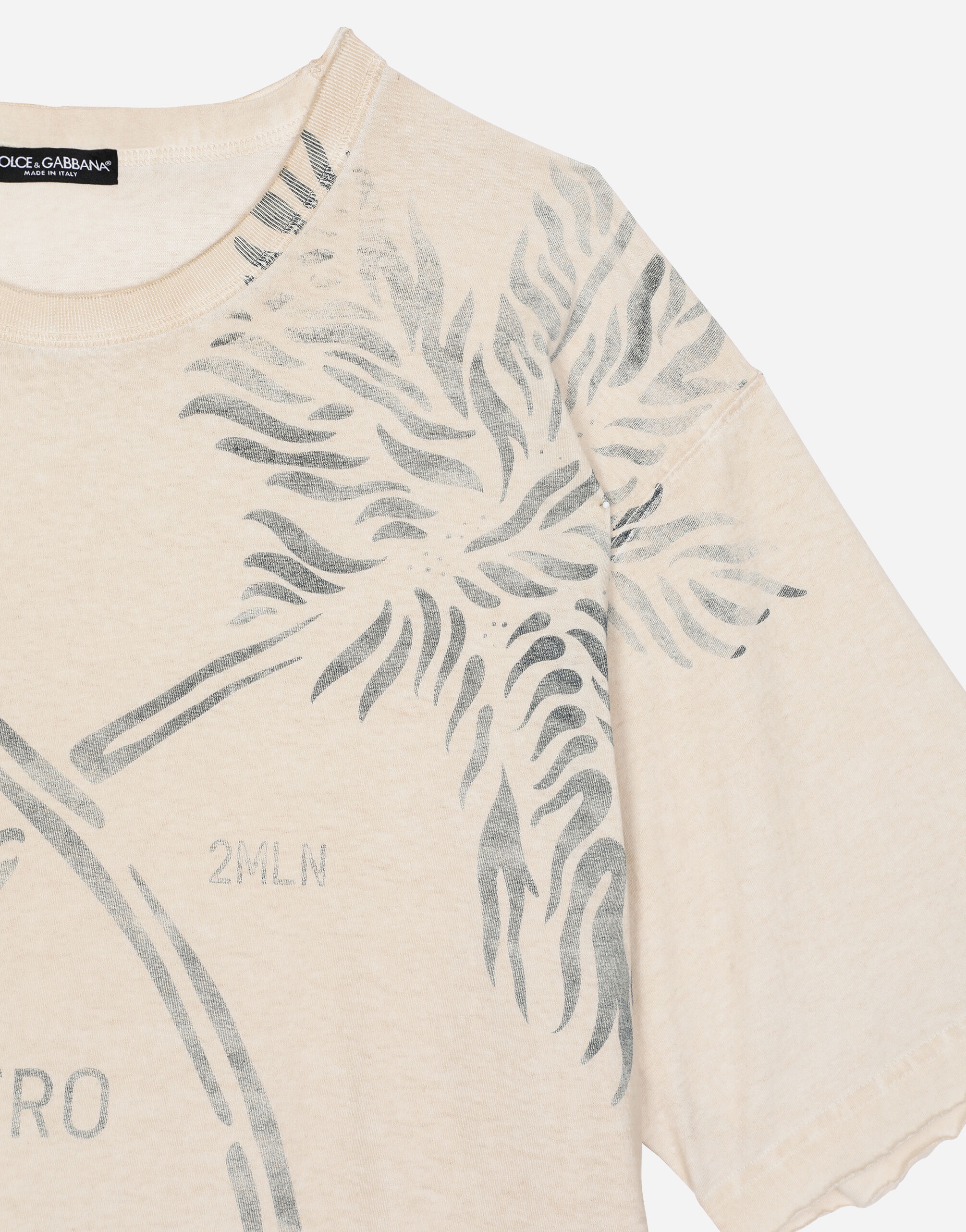 Short-sleeved cotton T-shirt with banana tree print - 5