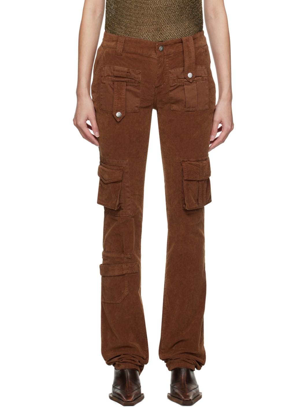 Brown Cargo Pocket Trousers - 1