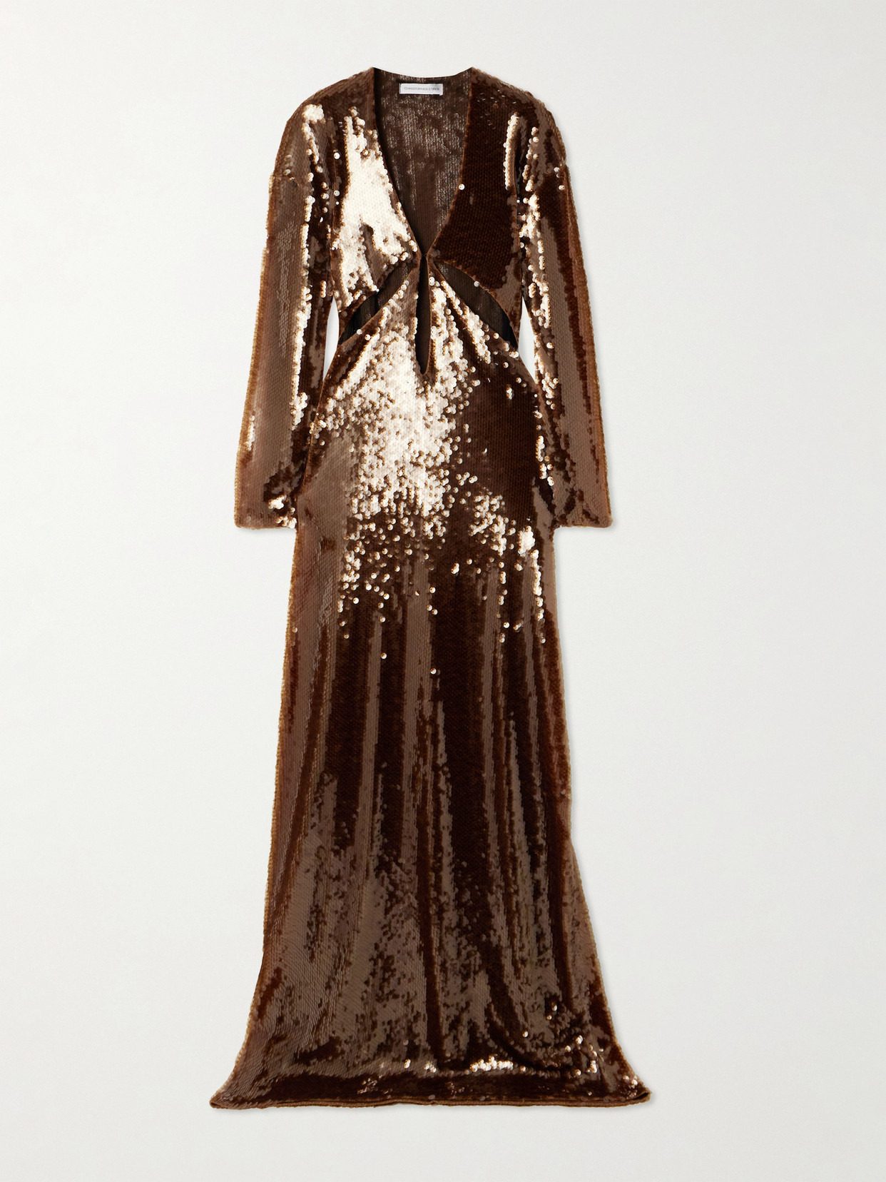 Lucent Cutout Sequined Mesh Maxi Dress - 1
