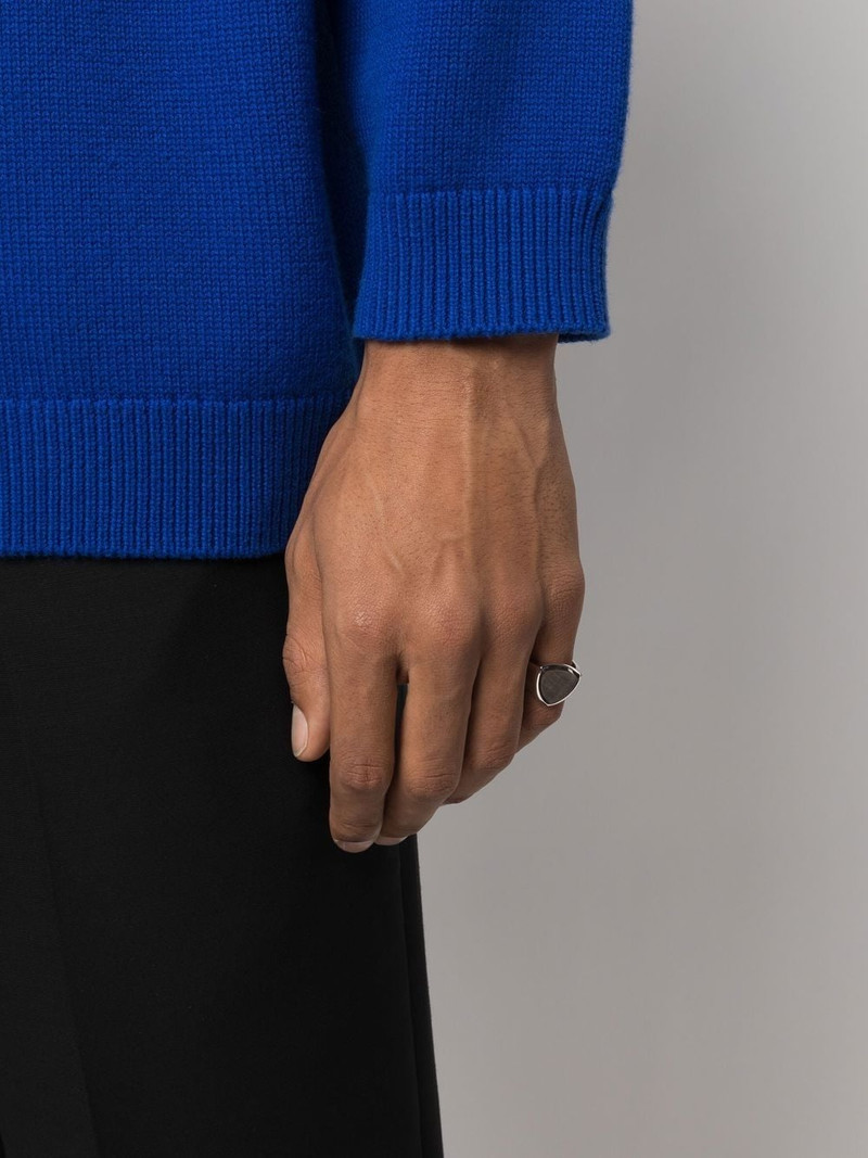 TOM WOOD Shield Black MOP signet ring outlook
