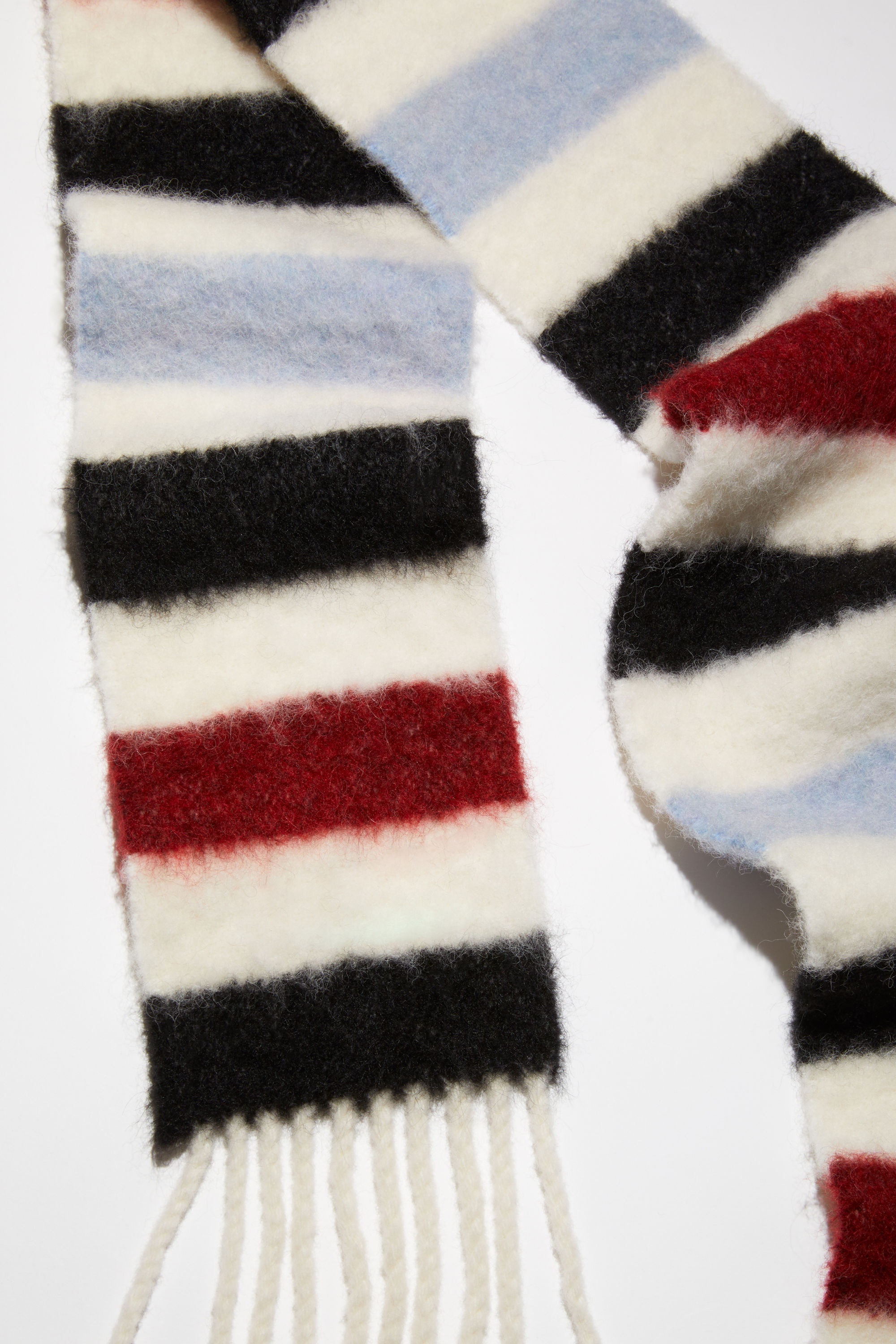 Wool-blend stripe long slim scarf - White/red/black - 4