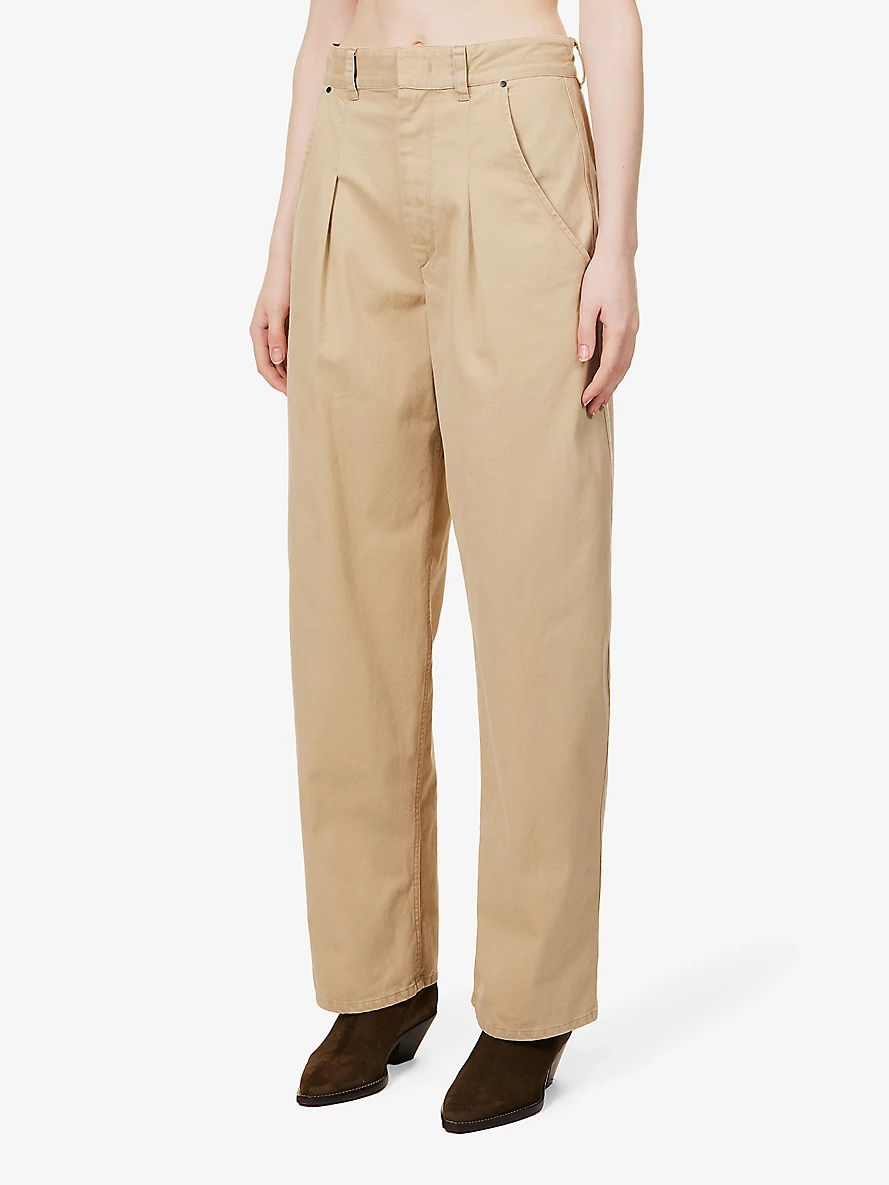Isabel Marant Lenadi pleated relaxed-fit wide-leg cotton trousers ...