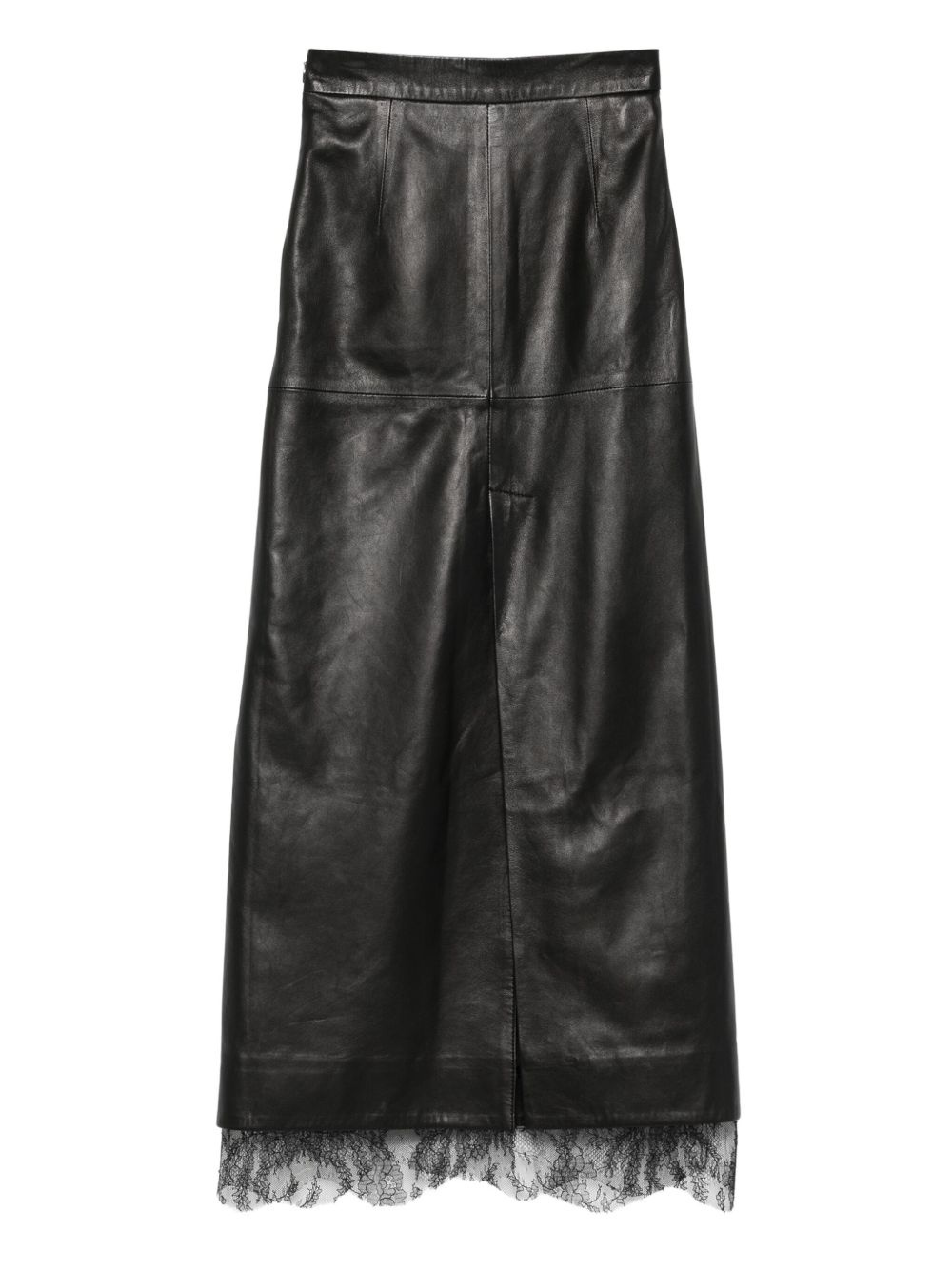 leather A-line skirt - 2