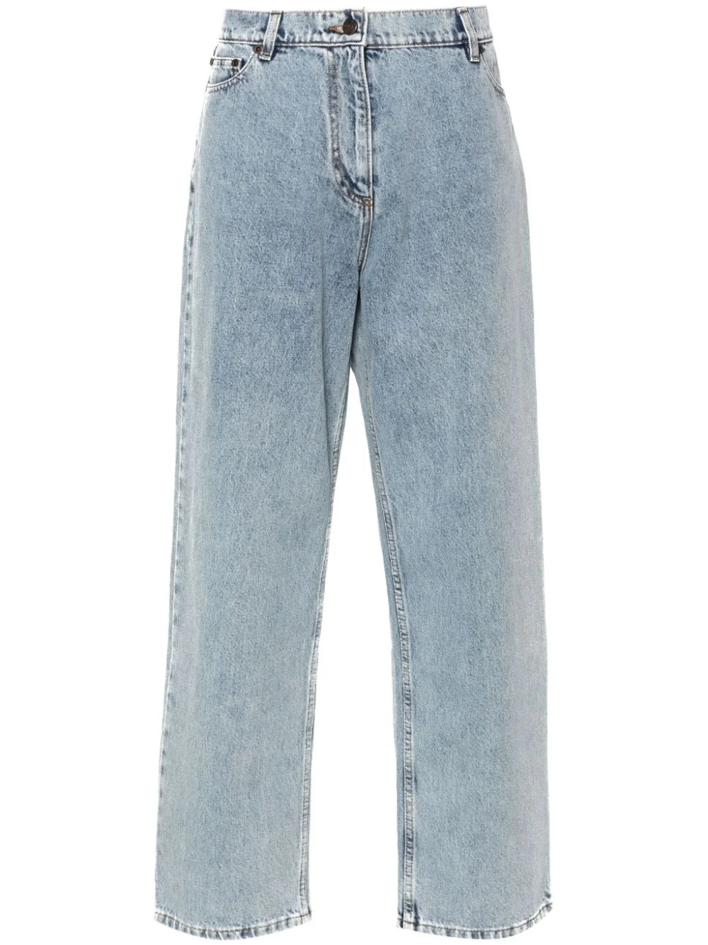 washed straight-leg jeans - 1