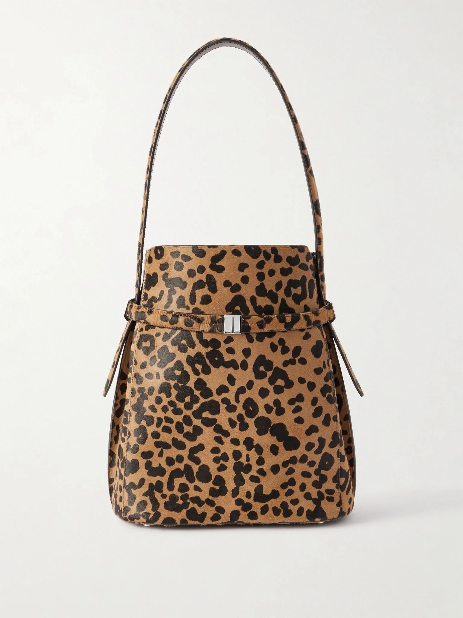 Belted leopard-print cow hair tote Leopard print - 1
