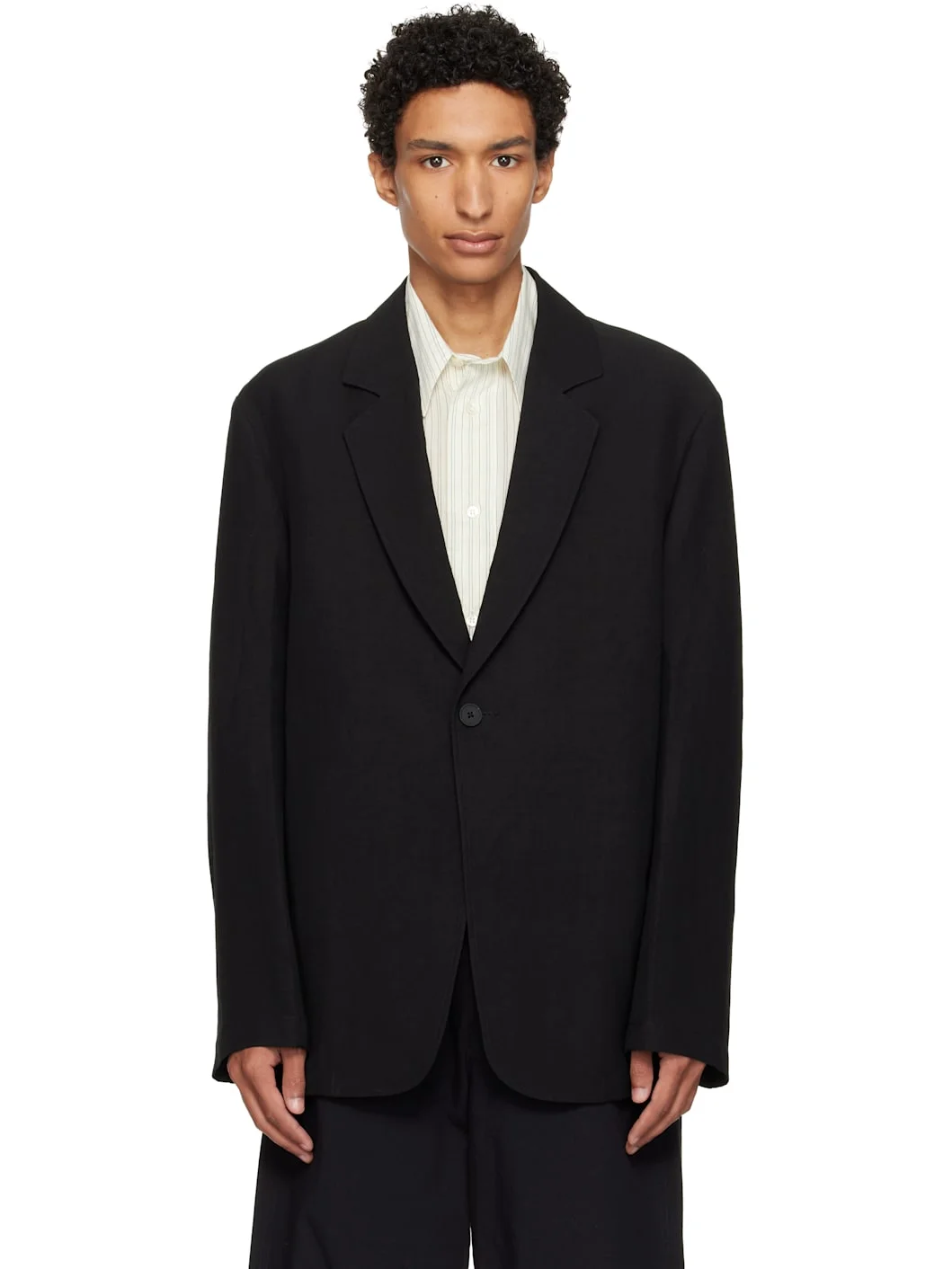Black Denison Linen Blazer - 1