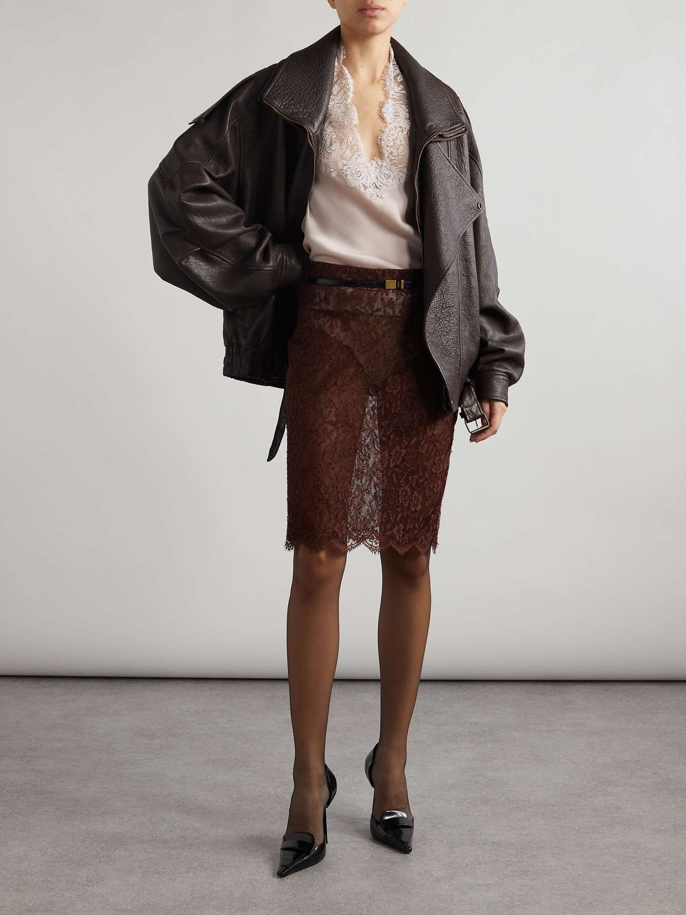 SAINT LAURENT Lace midi skirt | REVERSIBLE