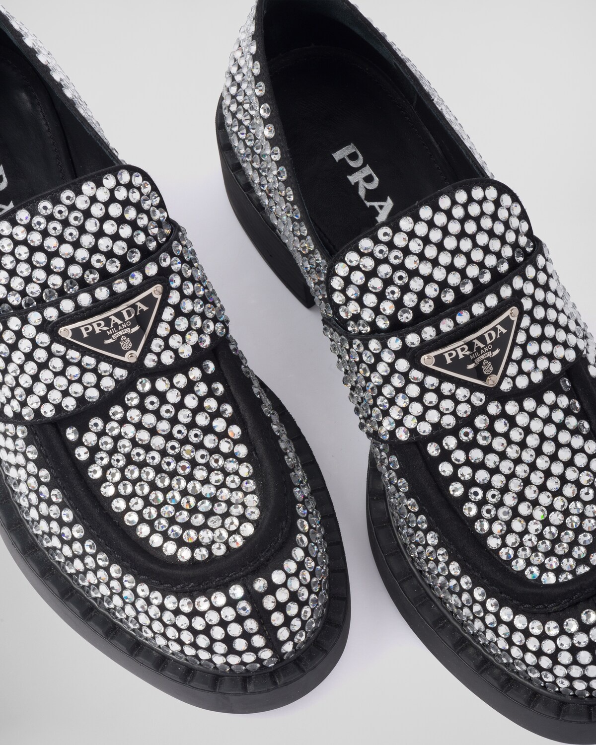 Satin loafers with crystals - 6