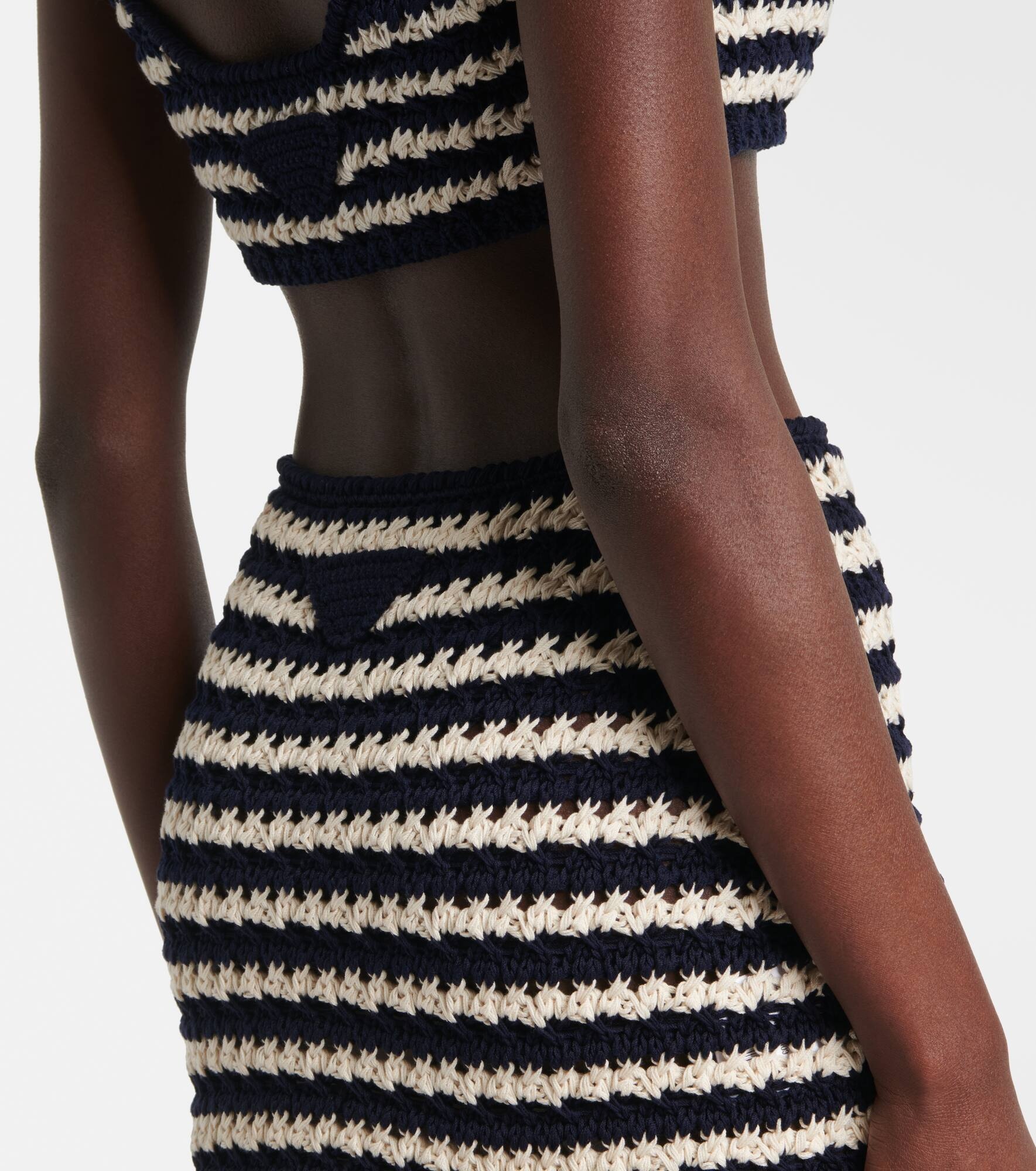 Crochet striped cotton miniskirt - 5