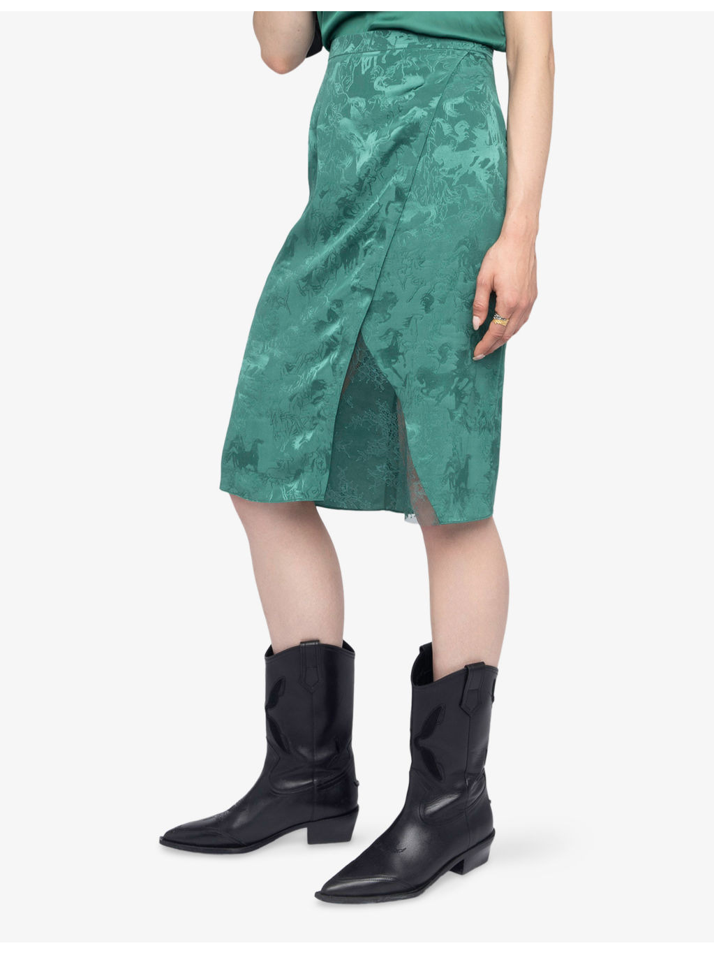 Julen Horse-Jacquard Silk Midi Skirt - 3