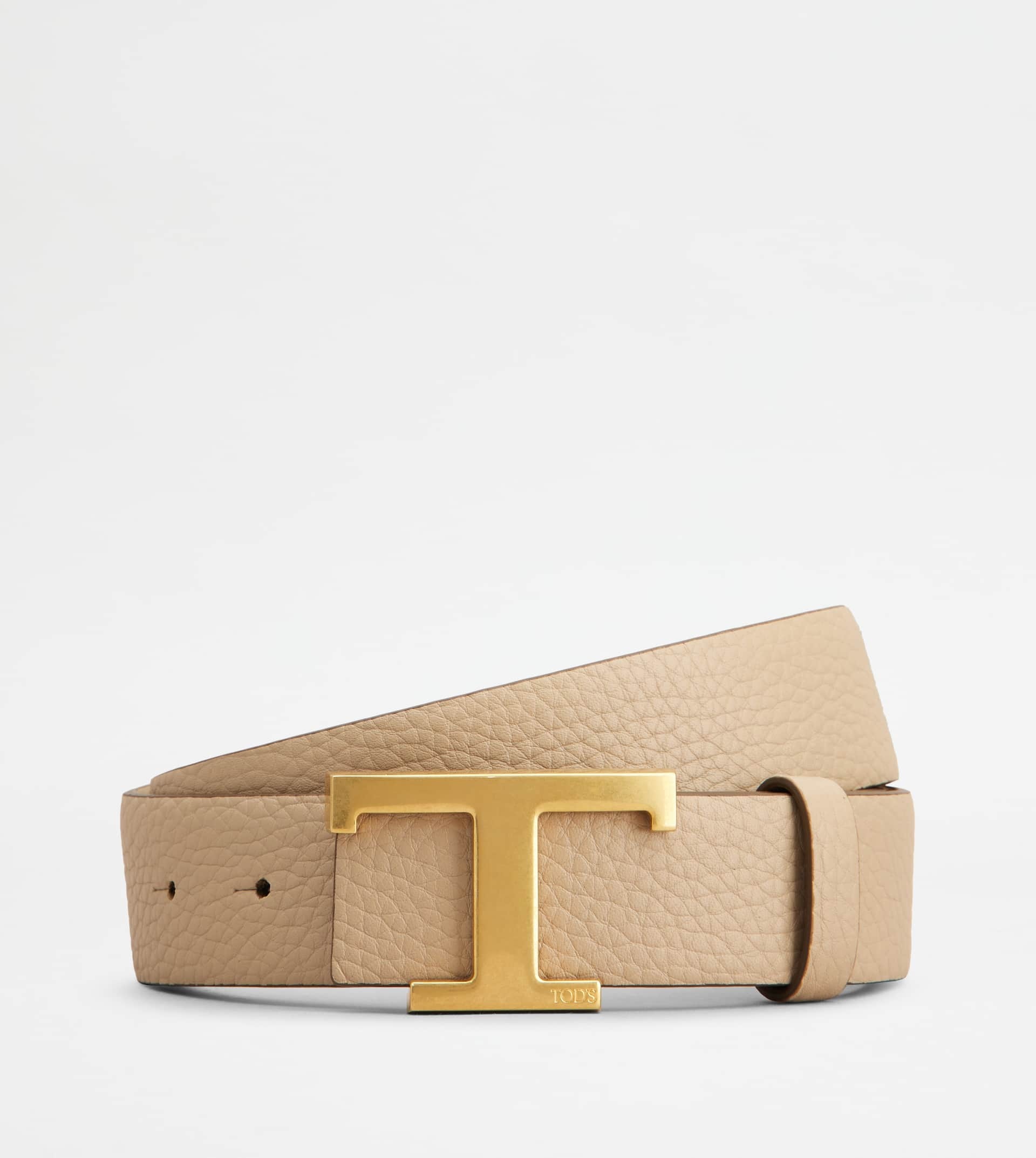 T TIMELESS REVERSIBLE BELT IN LEATHER - BEIGE - 1