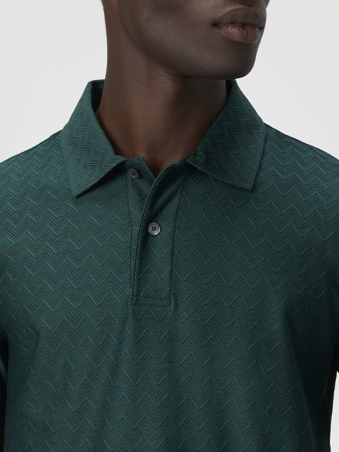 Tonal zigzag cotton jersey polo shirt - 5