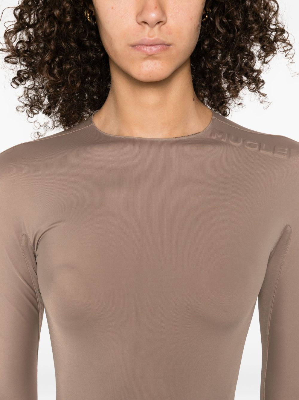 embossed long-sleeve bodysuit - 5