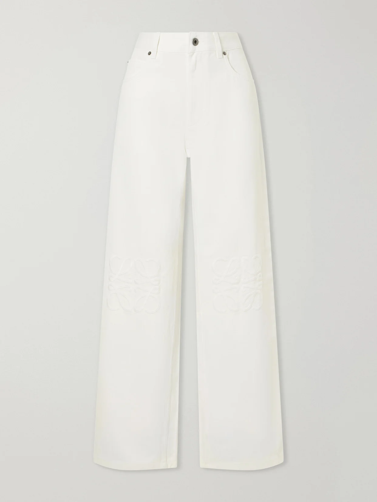 Anagram-embroidered Mid-rise Wide-leg Jeans - 1