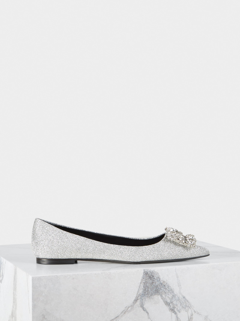 Flower Strass Buckle Ballerinas in Fabric 1