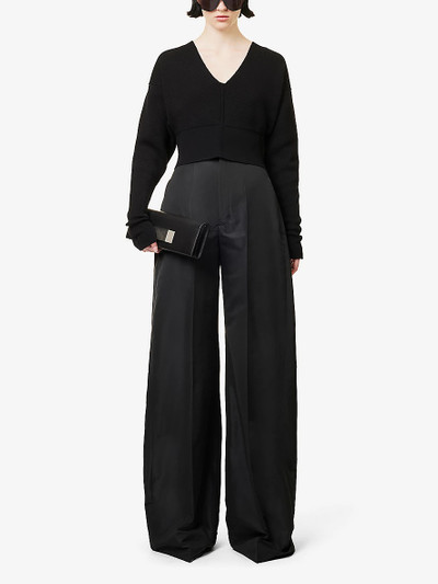 Rick Owens V-neck cropped cotton knitted jumper outlook