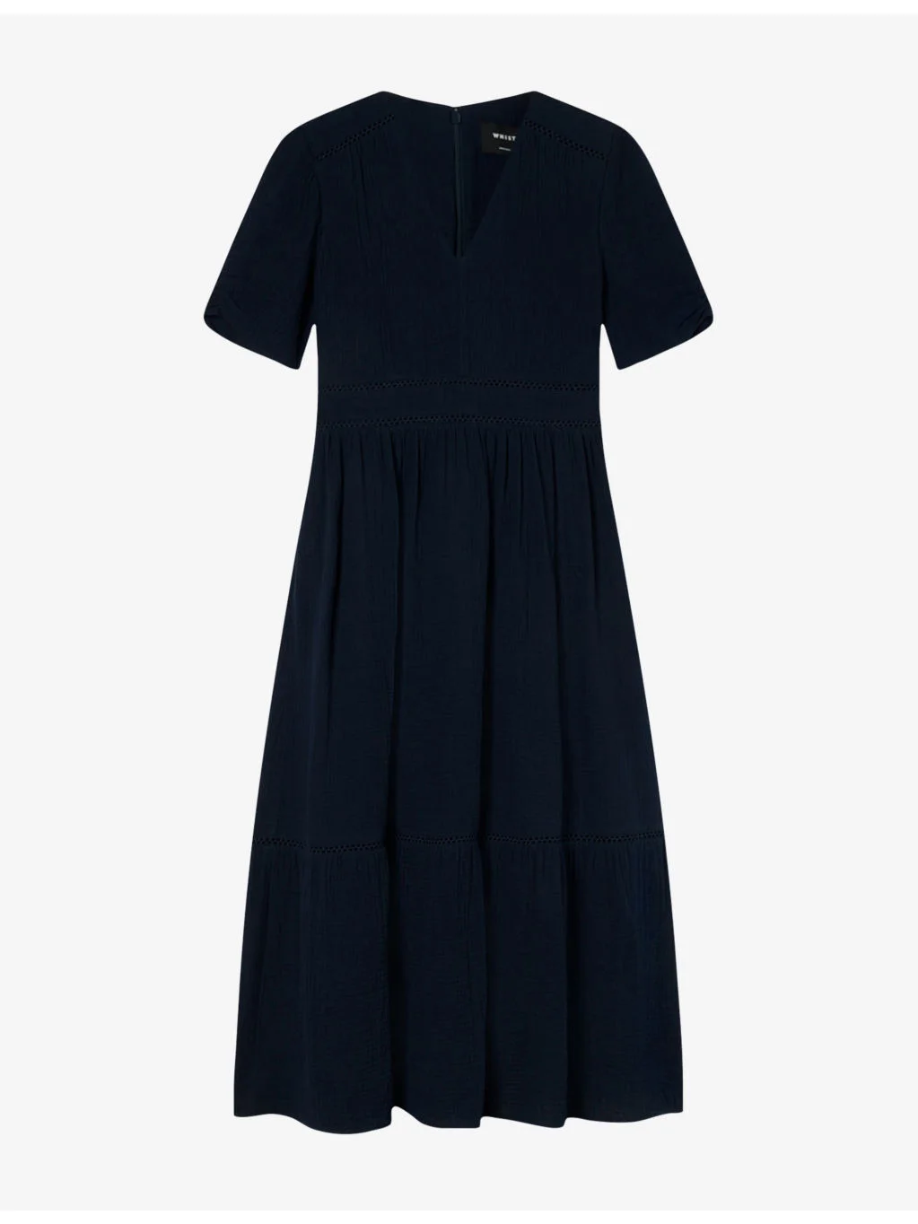 Textured V-Neck Cotton Midi Dress - 1