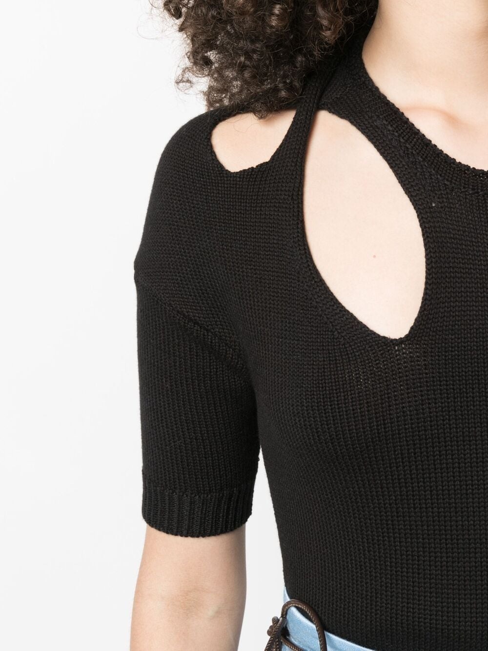 cut-out knitted top - 5