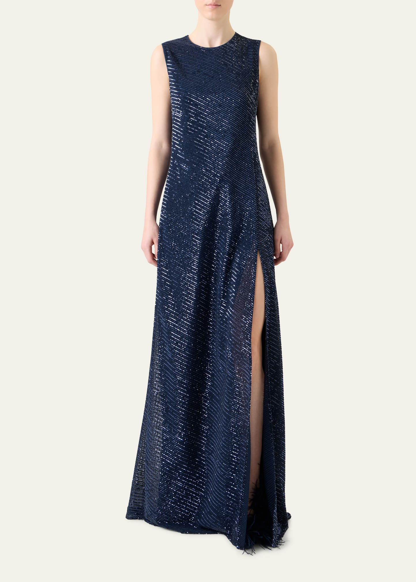 Diagonal Sequined Georgette Gown - 2