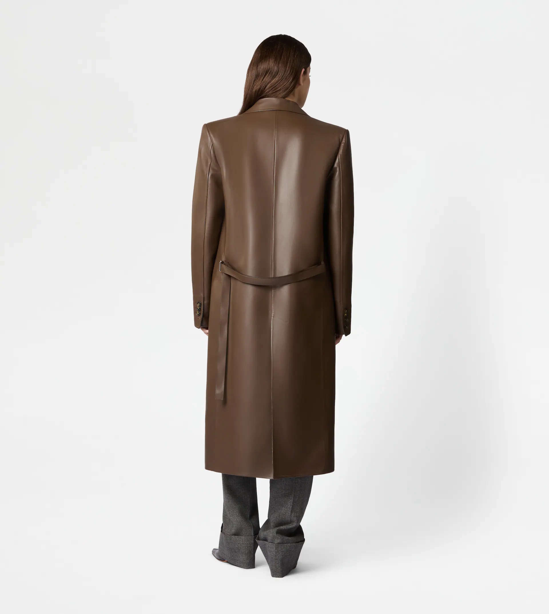 COAT IN NAPPA LEATHER - BROWN - 3