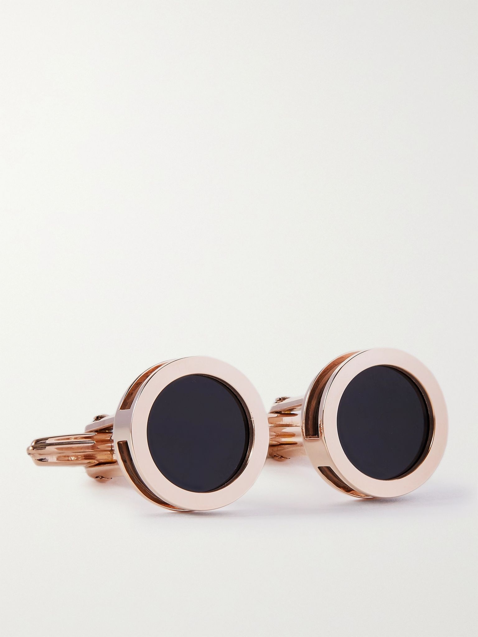 Convertible Rose Gold-Plated, Mother-of-Pearl and Onyx Cufflinks - 4