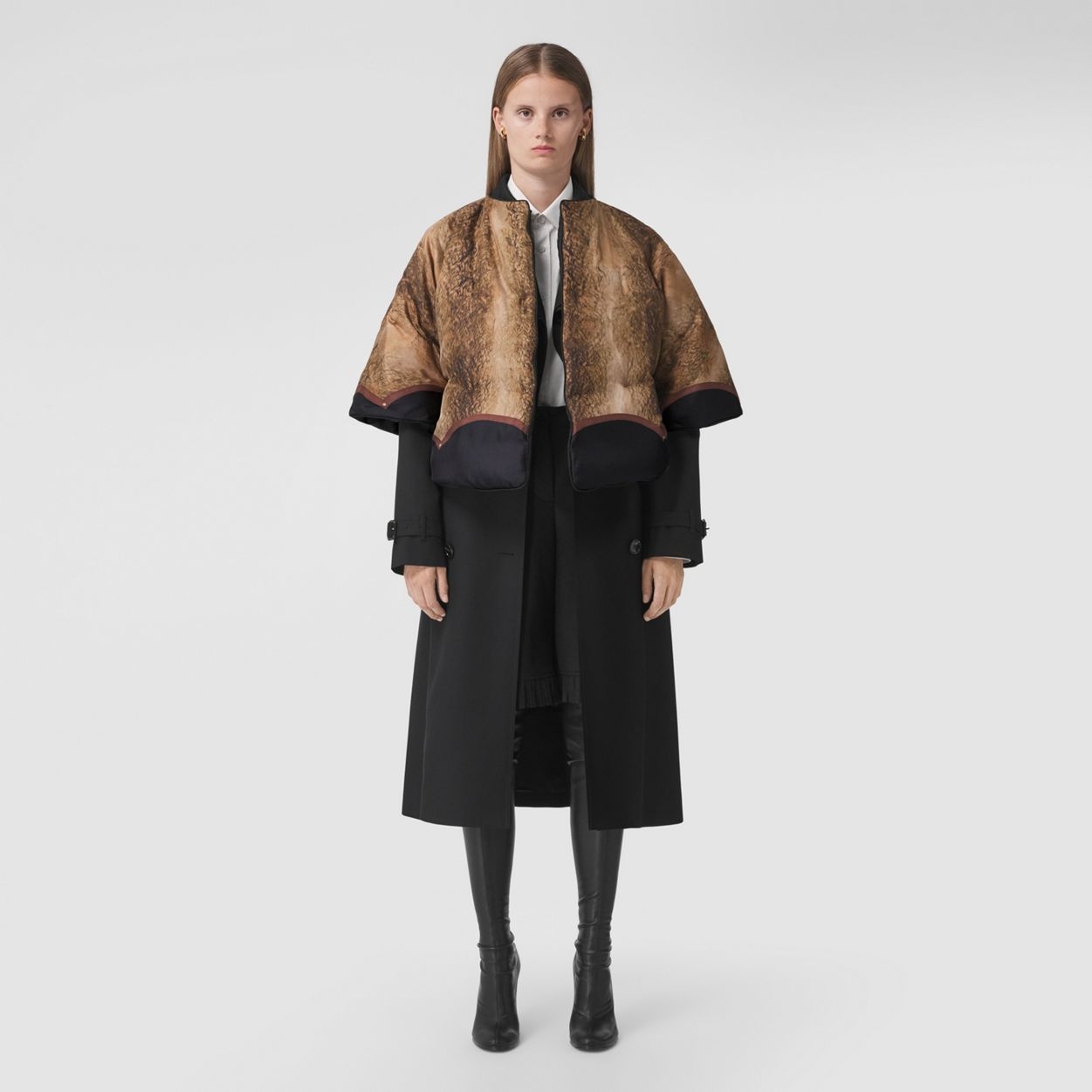 Animal Print Padded Silk Cape - 2