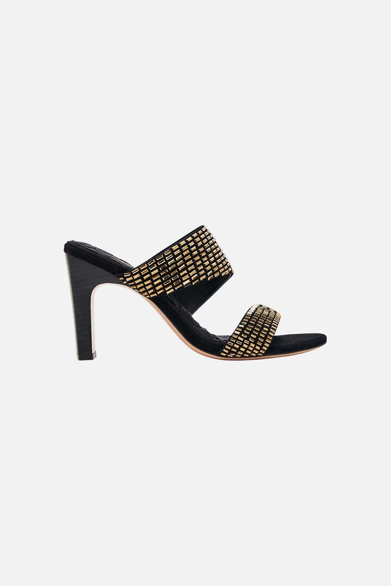 SARA SNAKE BLOCK HEEL MULE 1