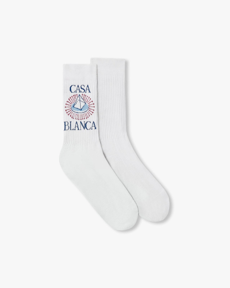 White Celestial Pyramid Crew Socks 1
