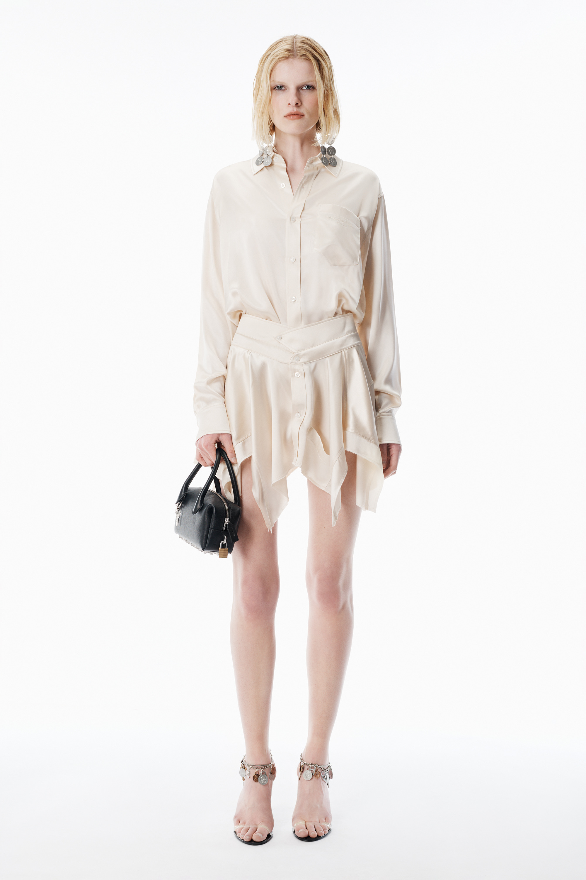 Ivory Silk Charmeuse Pre-Styled Double Shirtdress - 2