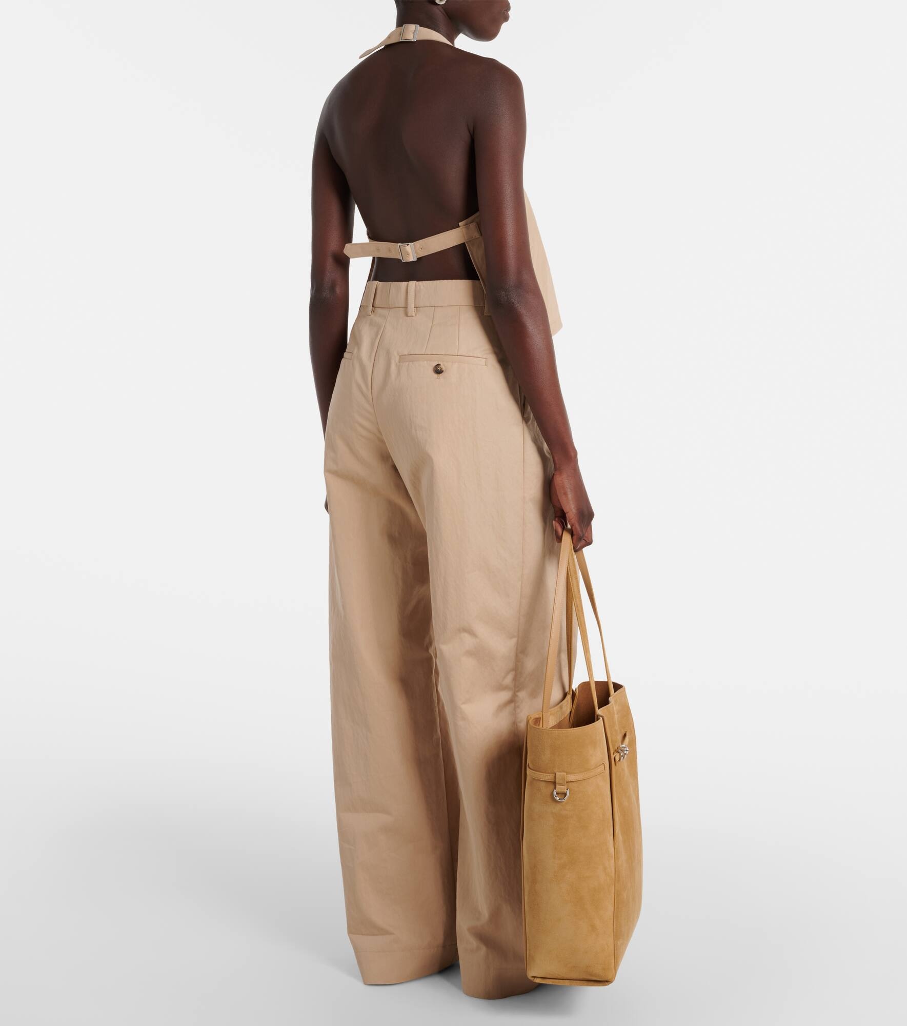 Halterneck cotton-blend drill top - 3