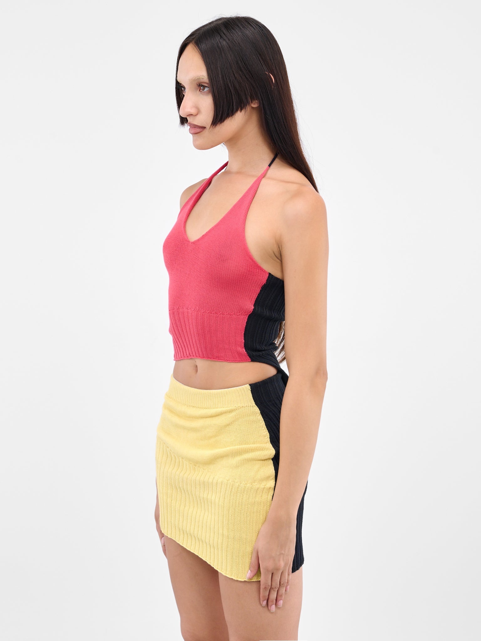 Asymmetric Rib Halter Top - 2