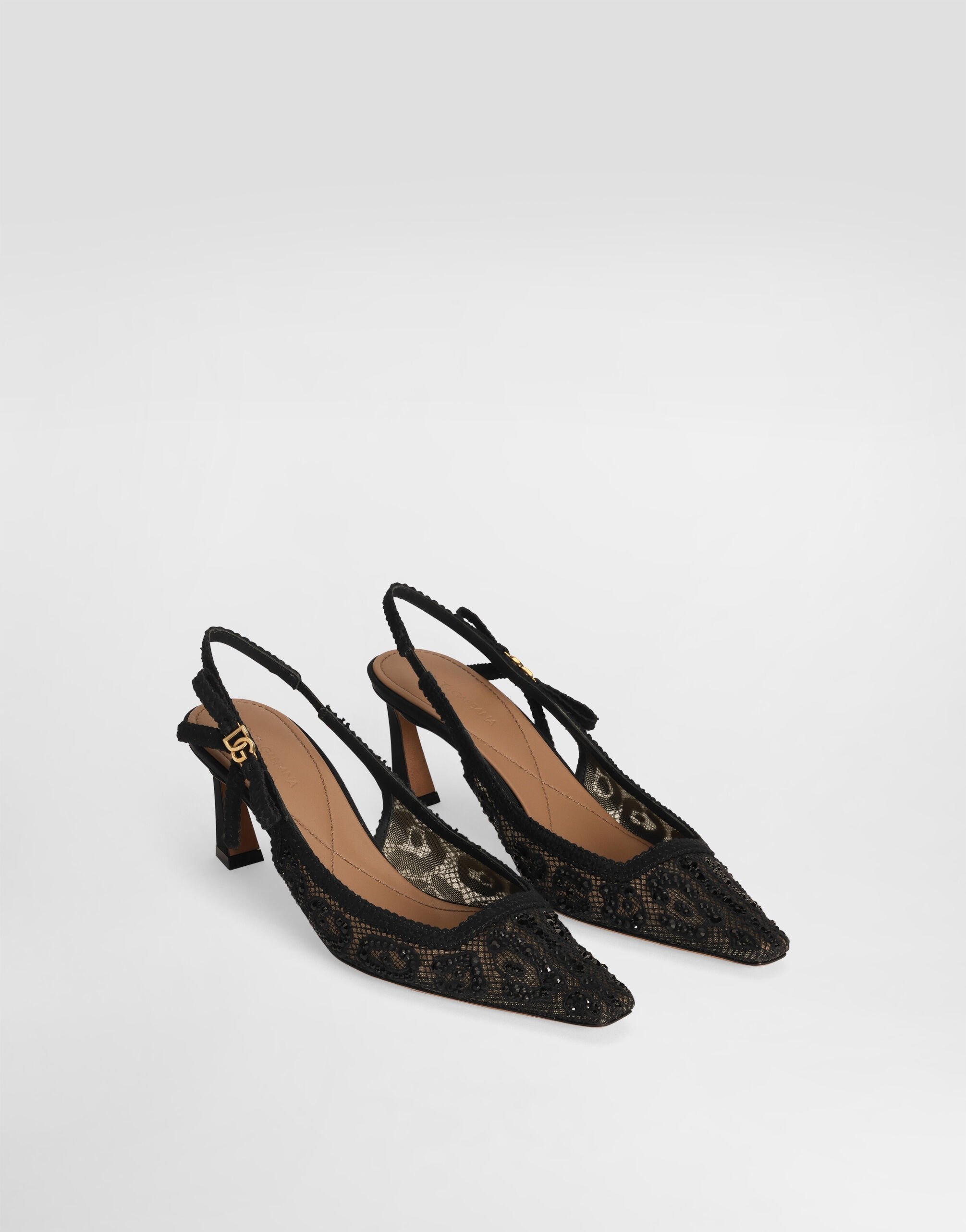 パンプス Dolce & Gabbana Lace And Rhinestones Sling Back Dolce & Gabbana Leopard-design lace slingbacks with fusible