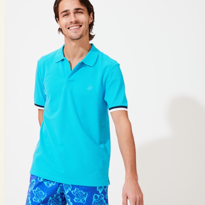 Men Cotton Pique Polo Shirt Solid - 6