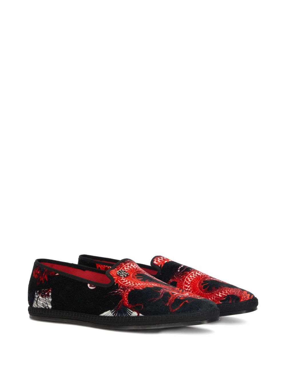 dragon-print velvet loafers - 2