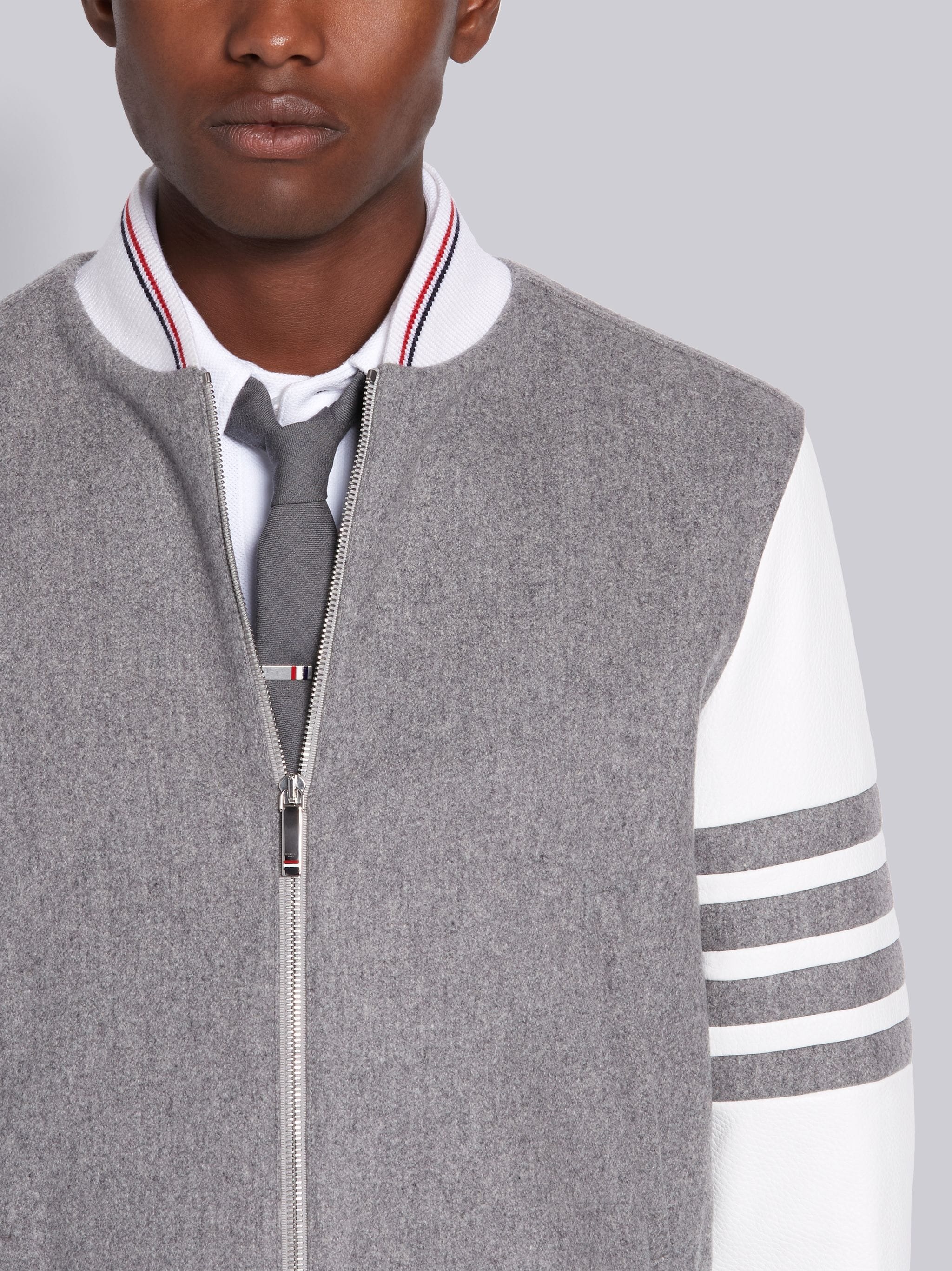 Medium Grey Melton Blouson 4-Bar Jacket - 5