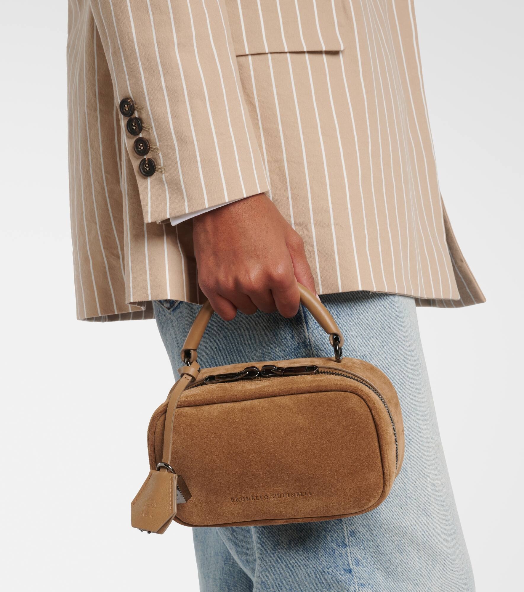 Foulard Mini leather-trimmed suede tote bag - 2