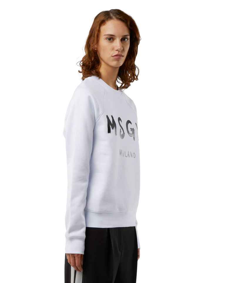 Crew neck cotton sweatshirt with a brushed logo 4