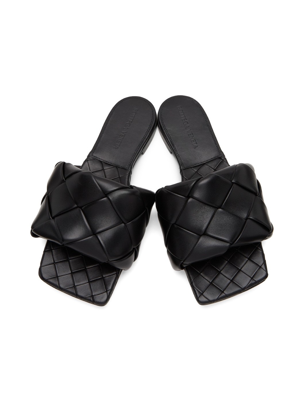 Black Intrecciato Lido Flat Sandals - 5