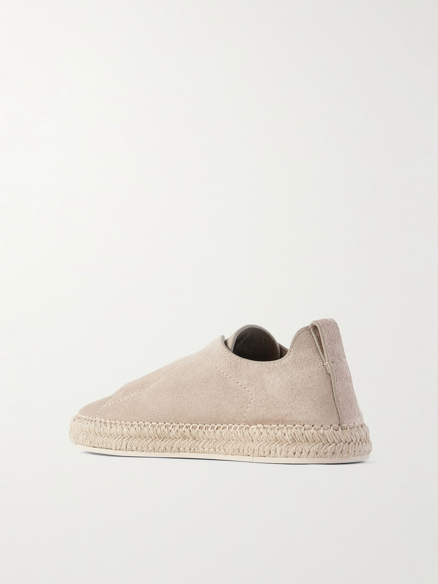 Triple Stitch™ Leather-Trimmed Suede Slip-On Sneakers Beige - 4