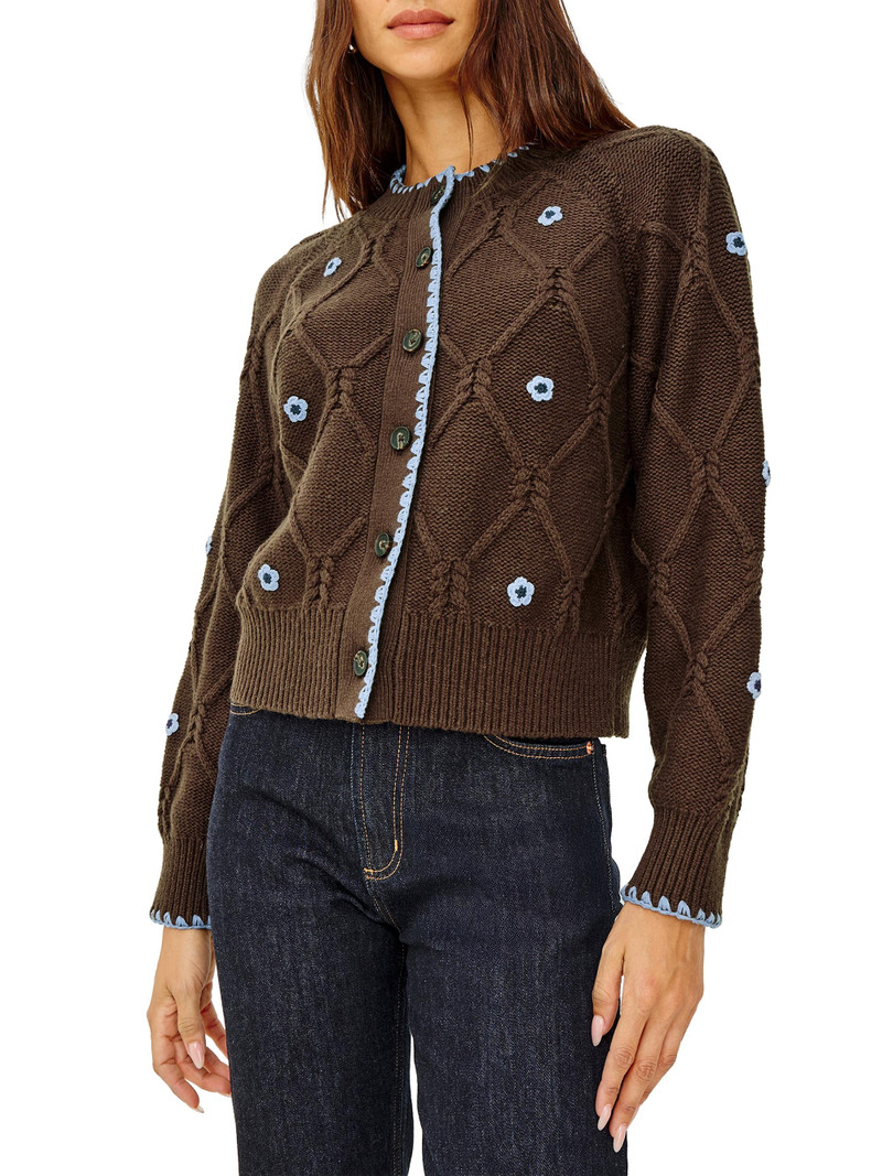 Women's Laurie Floral Cable-Knit Cardigan - Walnut Daisy 3