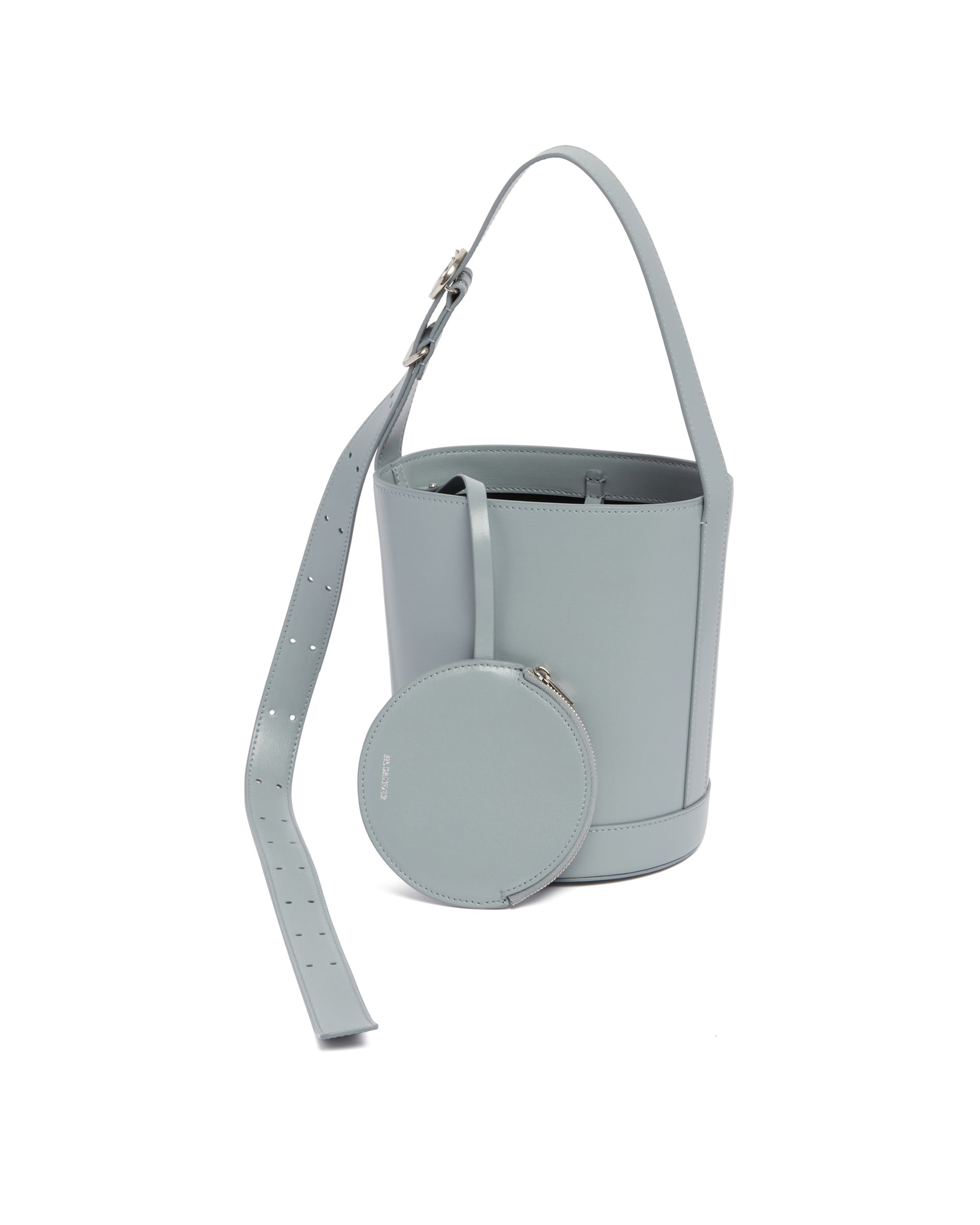 Gray Leather Cannolo Bucket Bag - 5